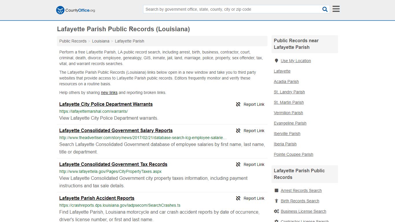 Public Records - Lafayette Parish, LA (Business, Criminal, GIS ...