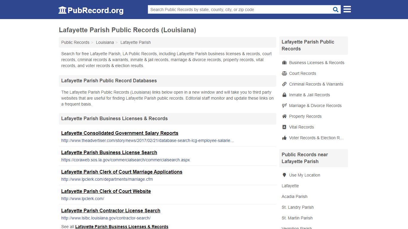 Lafayette Parish Public Records (Louisiana) - PubRecord.org